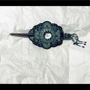 Beaded Native/Tribal Barrettes w/ Hair Pin NWOT